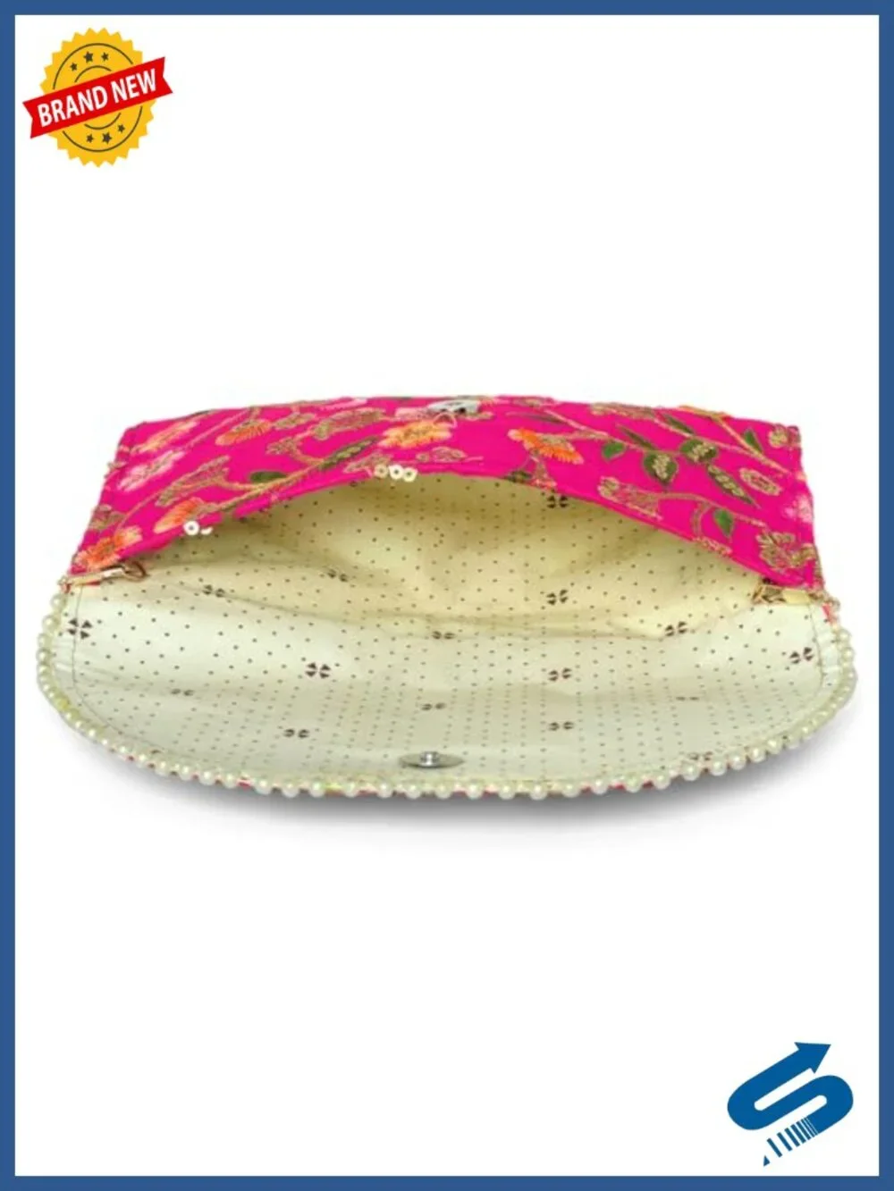Ethnic Embroidered Clutch Bag for Women Hand-Carry Evening Bridal Purse